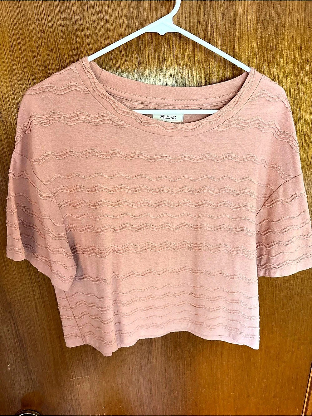 Madewell Pink Textured Short Sleeve Tee Size Small Like New